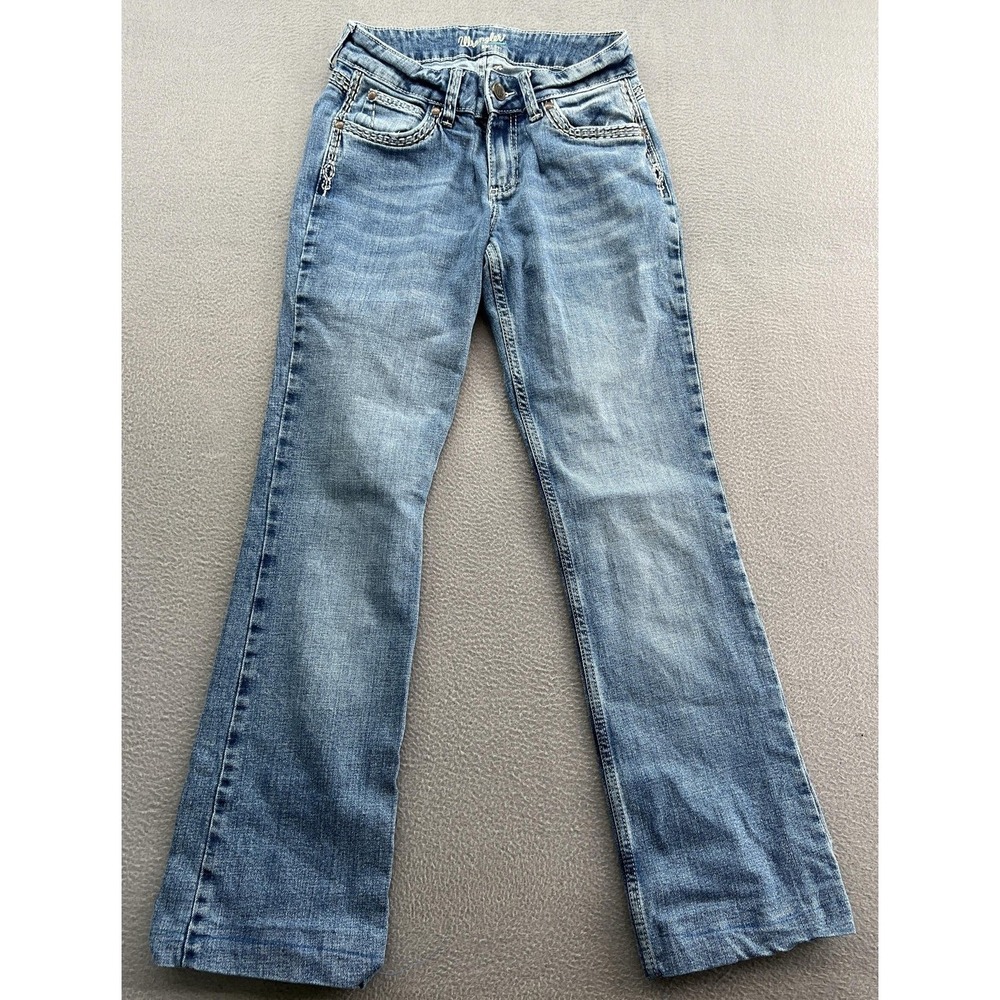 Wrangler Boot Cut Jeans Womens Sz 7 Blue Mid Rise Stretch Denim Western Style